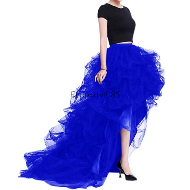 Femmes maille jupe taille haute ceinture élastique haut-bas ourlet Tutu jupe dame Tulle gonflé mariage planification robe jupe vêtements de fête