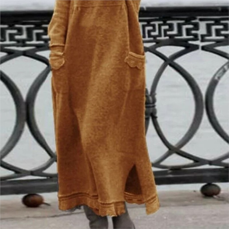 Robe Maxi à Manches sulfpour Femme, Sweat à Capuche, Style Élégant, Rétro, Décontracté, Optique, Chaud, Mode Automne Hiver, Nouveau