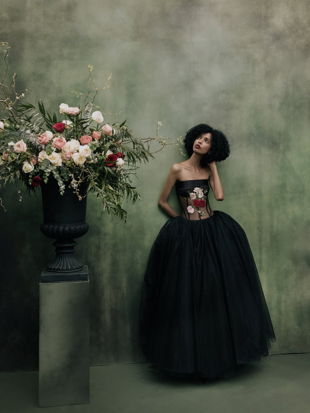 Robes de soirée formelles en tulle noir coupe trapèze avec appliques délicates, robes longues en tulle sans bretelles pour femmes, dos lacé