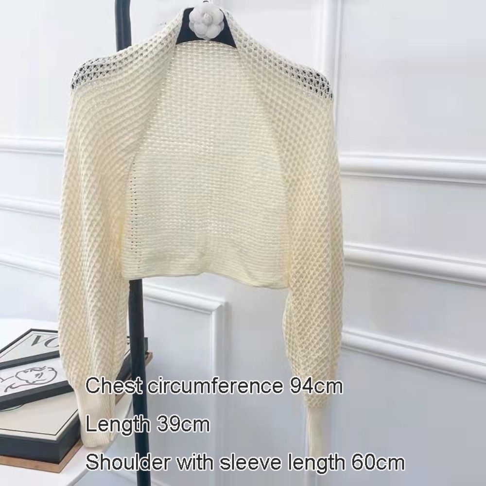Châle en soie glacée ajourée pour femme, vêtement d'extérieur fin, simple et élégant, haut smock de luxe à manches longues