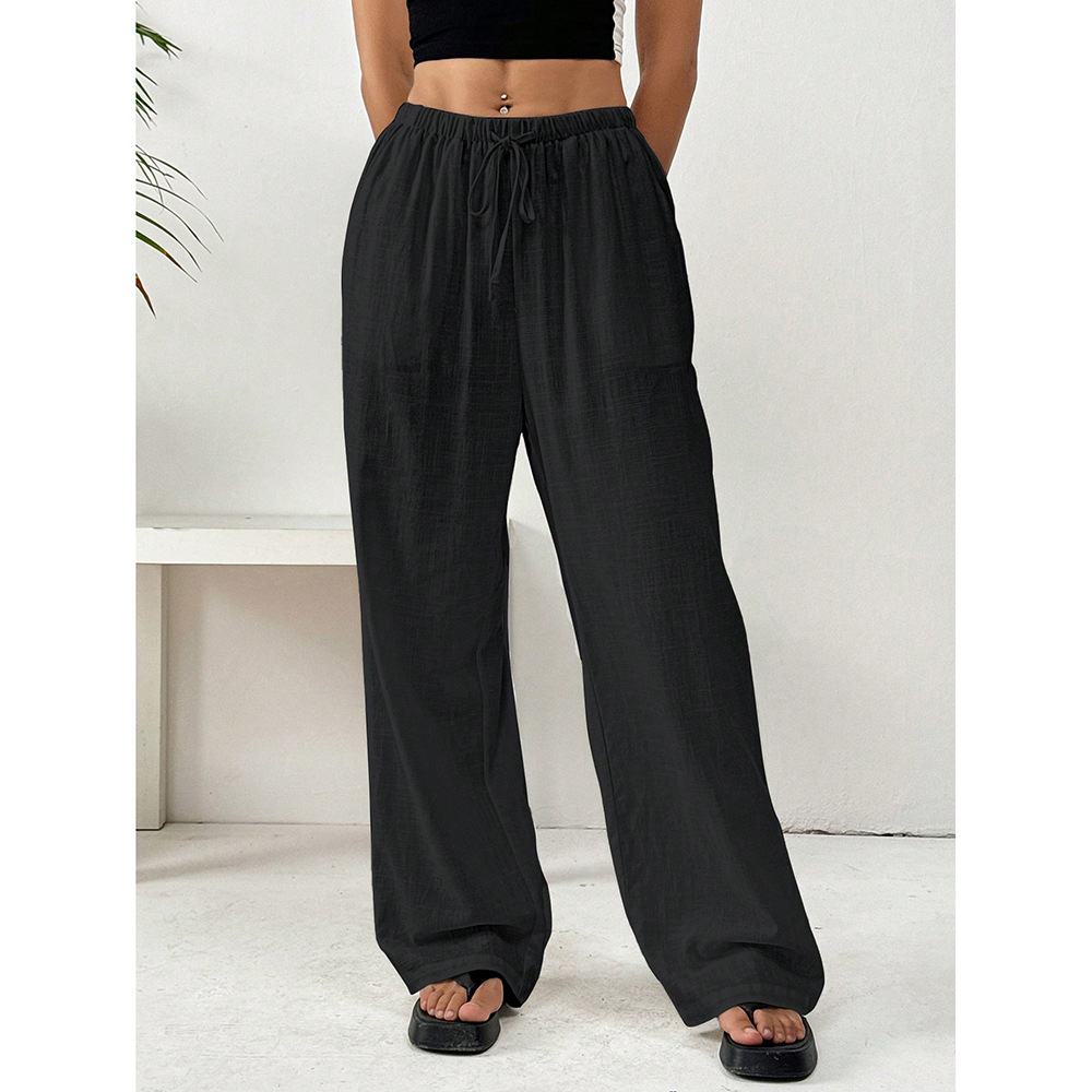Pantalon décontracté élégant pour femme, collection été 2026, style Harajuku, coupe large et ample, taille élastique, pantalon de jogging blanc