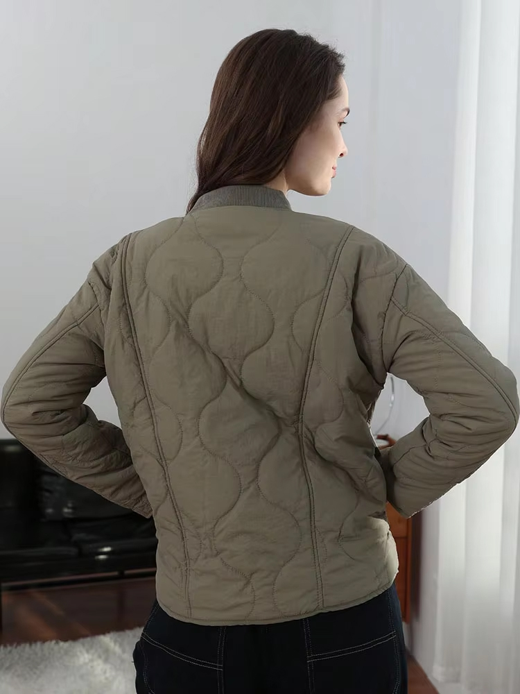 HH Manteau d'automne matelassé élégant pour femme, uni, à manches longues, simple boutonnage, vêtement d'extérieur décontracté, tenue de maternité