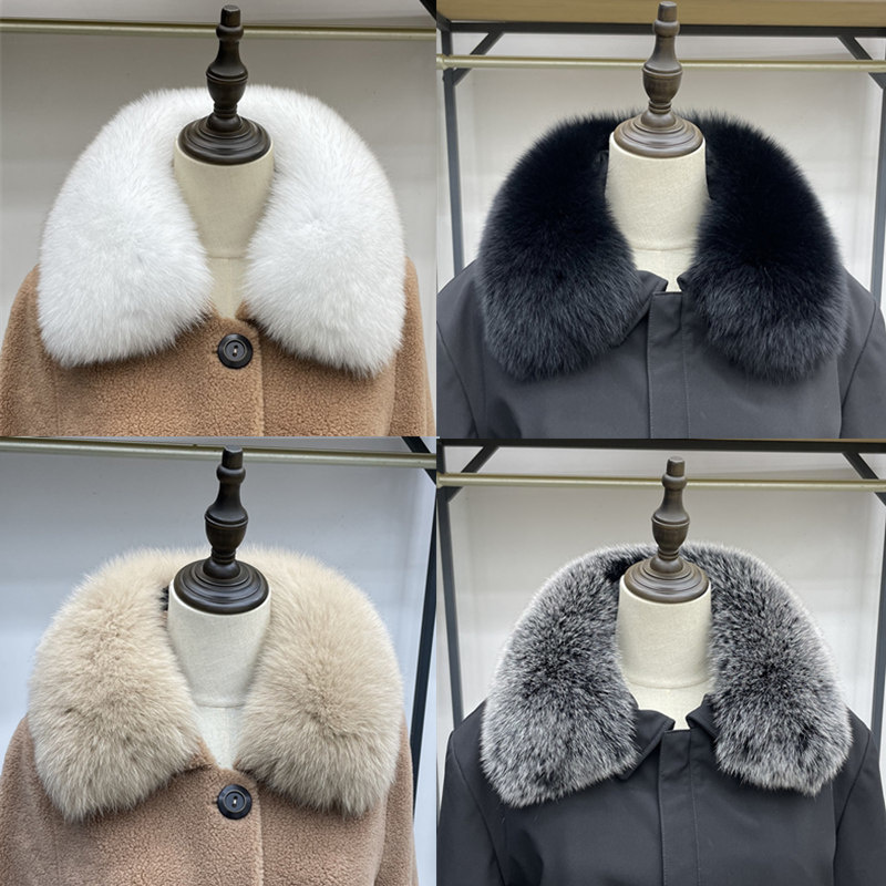 Col en vraie fourrure de renard noir pour femme, écharpe chaude d'hiver, grand châle en fourrure naturelle