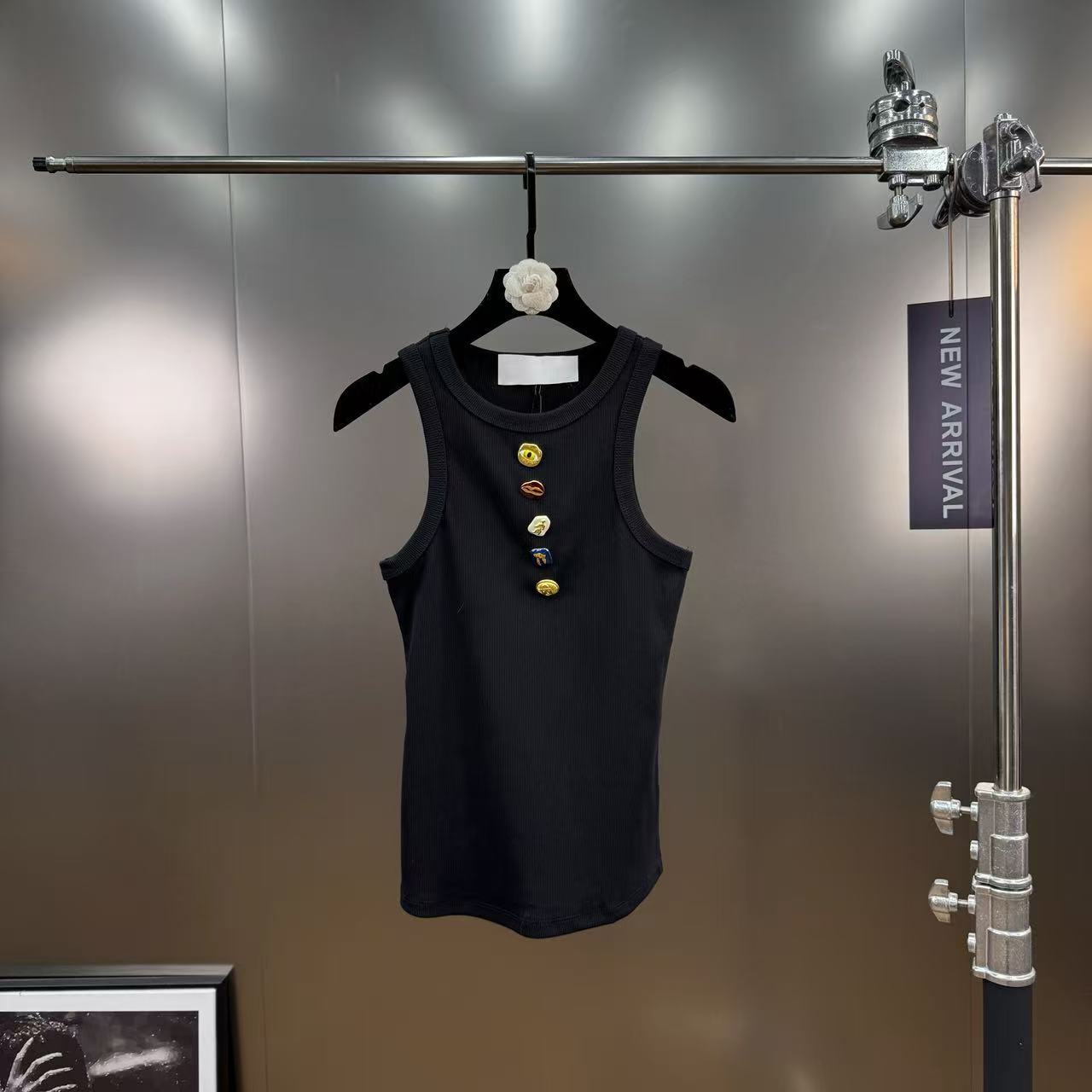 High Street coton t-shirts débardeurs haut vêtements d'extérieur pour femmes Base nouveau jarretelles rayé tricot Camis sans manches débardeur été