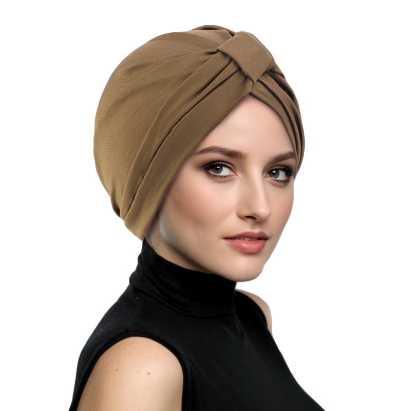 Chapeau turban musulman respirant de couleur unie pour femme, foulard carré gaufré, chapeau élastique indien