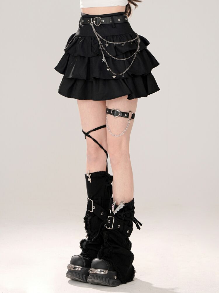 Jupe gâteau trapèze gothique noire pour femmes, Vintage Y2k, esthétique, Harajuku, coréenne élégante, Kawaii Emo, vêtements poubelles des années 2000