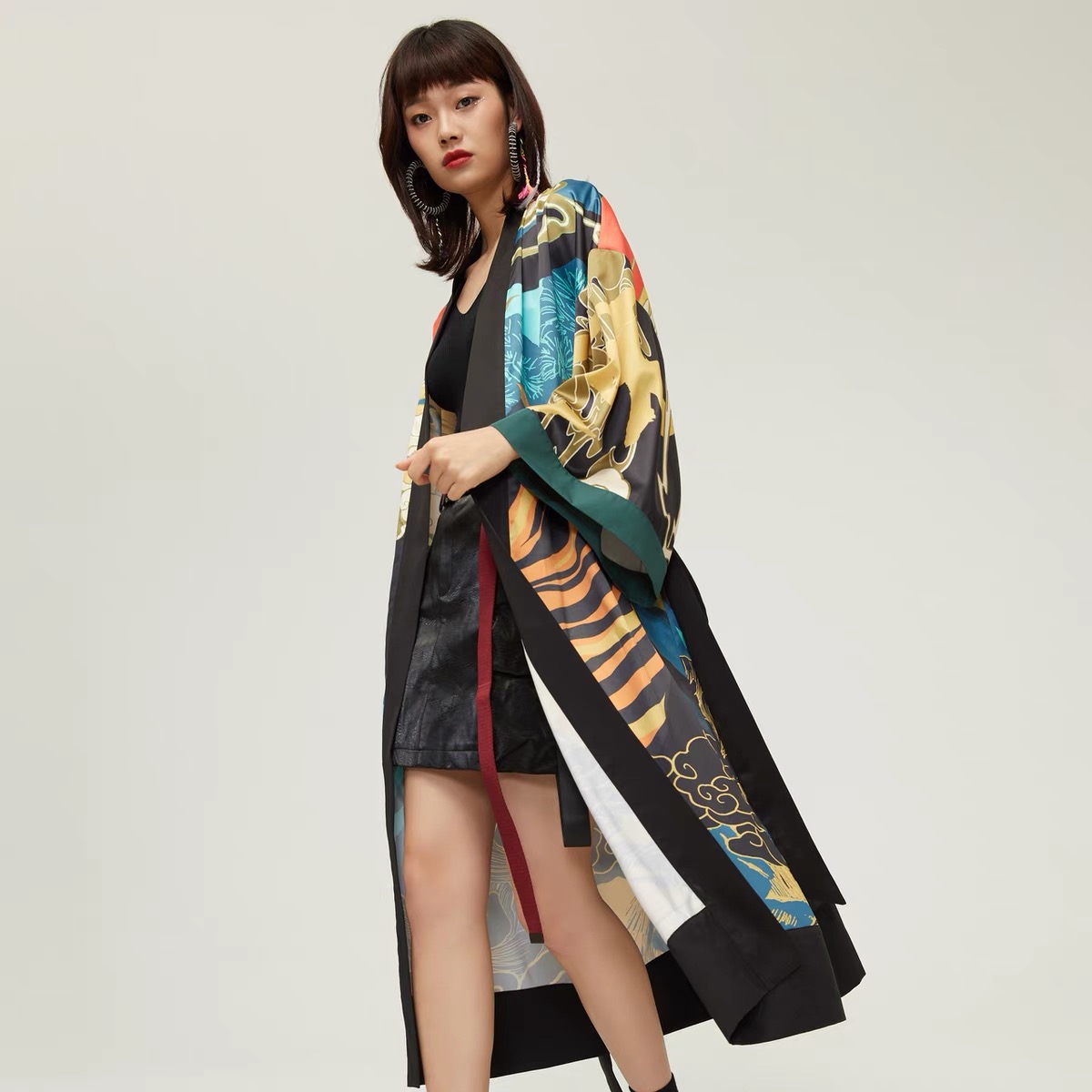 Cardigan Kimono Design tigre Oriental, Vintage, d'inspiration chinoise, manches longues, coupe ample, style Boho Chic, vêtements d'extérieur