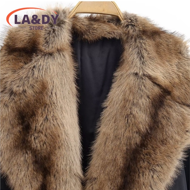 Manteau d'hiver en fausse fourrure pour femme 2026, col en fausse fourrure, décontracté, manches longues, parka ample