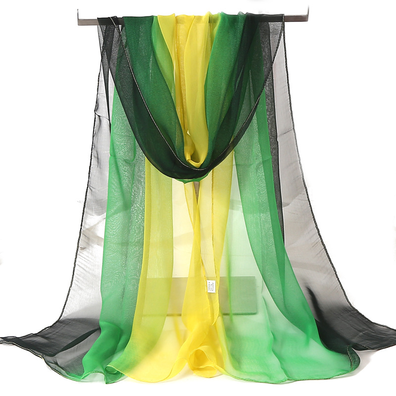 Foulard en mousseline de soie Georgette pour femme, Foulard solide, couleur dégradée, Long châle, Bandana d'été élégant, Hijab, 50x160cm, nouvelle mode