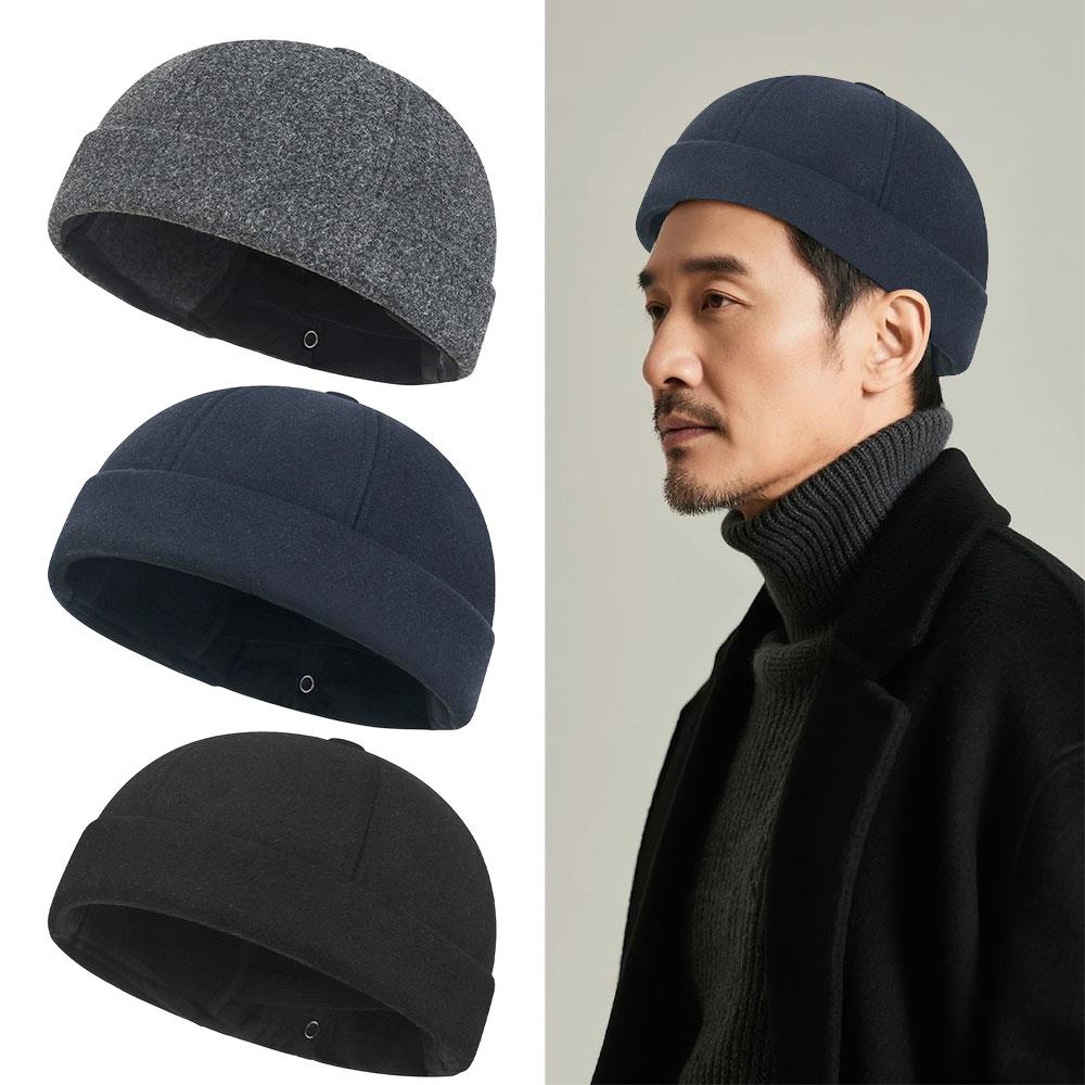 Chapeau sans bords pour propriétaire, doublé polaire, casquette Docker, dôme, Melon, décontracté, Hip Hop, réglable, coupe-vent, pour l'extérieur, garde au chaud