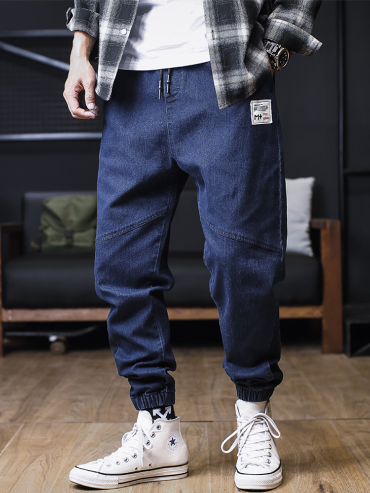 Jean grande taille pour hommes, jogging ample, Streetwear, sarouel, pantalon Cargo, longueur cheville, en Denim