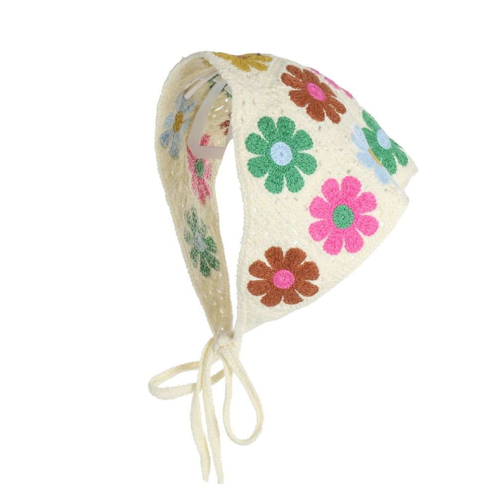 Mignon bandeau tricoté bandeau fleur bohème femmes cheveux écharpe plage chapeaux Floral Triangle Turban enfants