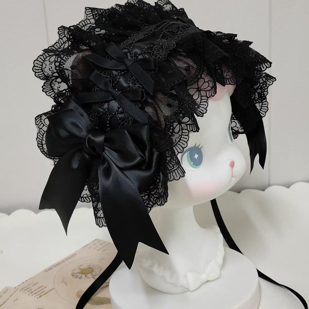 Bandeau Lolita en dentelle avec nœud, style gothique Y2K, pour fille, punk, à volants, accessoires de costume de cosplay anime