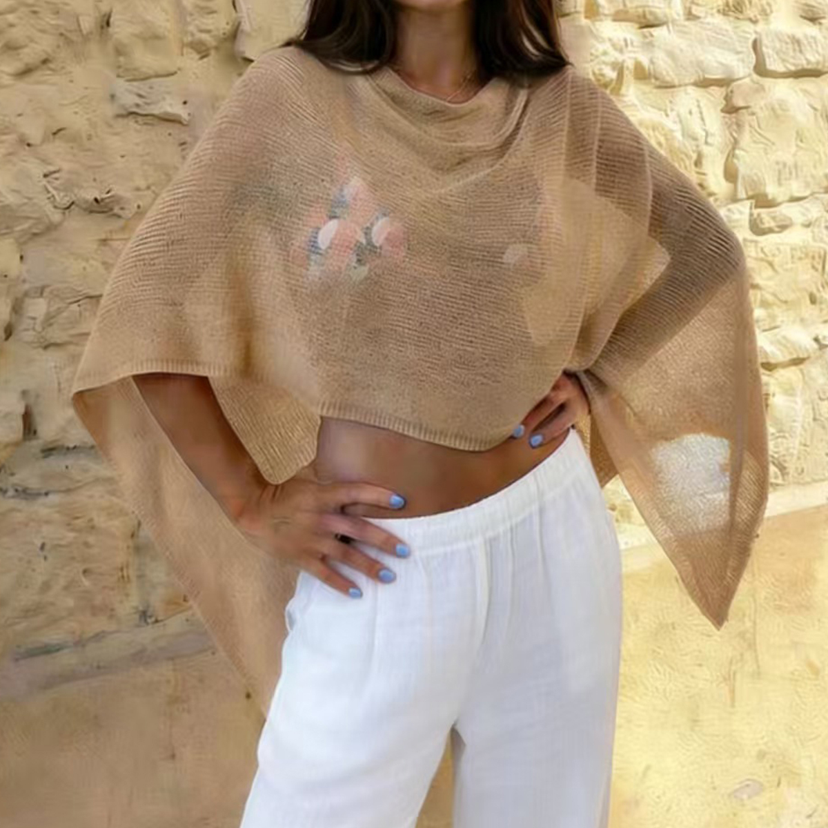Haut en tricot décontracté, cache-maillot sexy transparent pour les vacances d'été à la plage et les soirées à la piscine, design uni ajusté, parfait pour se détendre et rester élégant