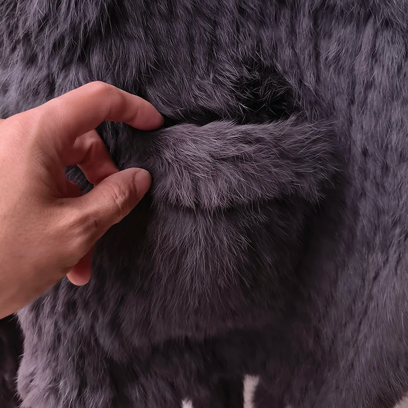 Femmes réel lapin fourrure châle avec gland longue femme offre spéciale mode luxe véritable fourrure Wrap femme Cape