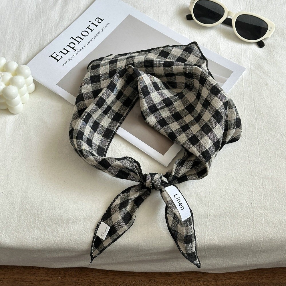 Écharpe en lin vintage de couleur unie, tissu fin et respirant, écharpe triangulaire, sensation confortable, foulard pour les vacances