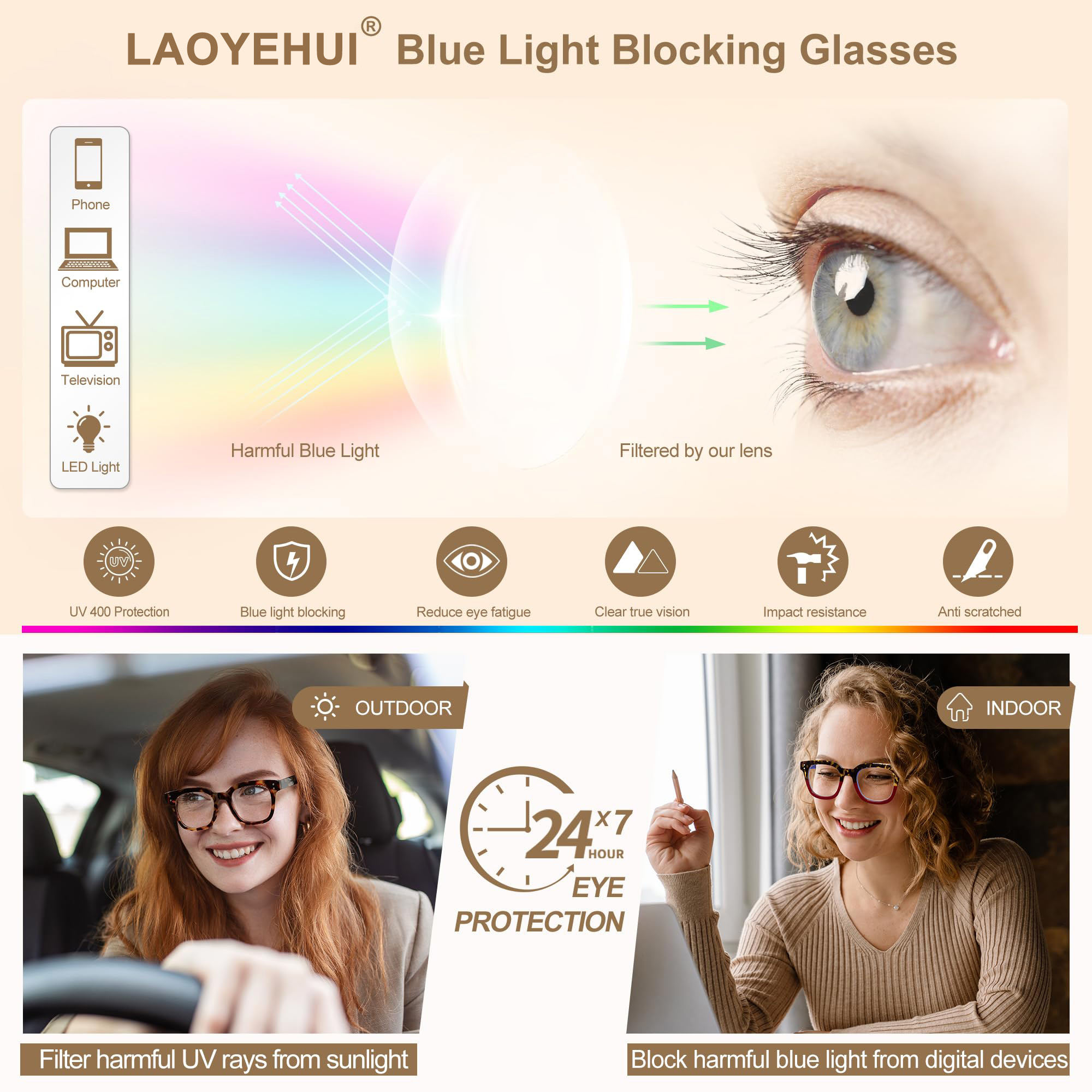 Montures de lunettes rondes rétro pour femmes, lunettes anti-lumière bleue, lunettes optiques, myopie, contrevenants, mode de luxe