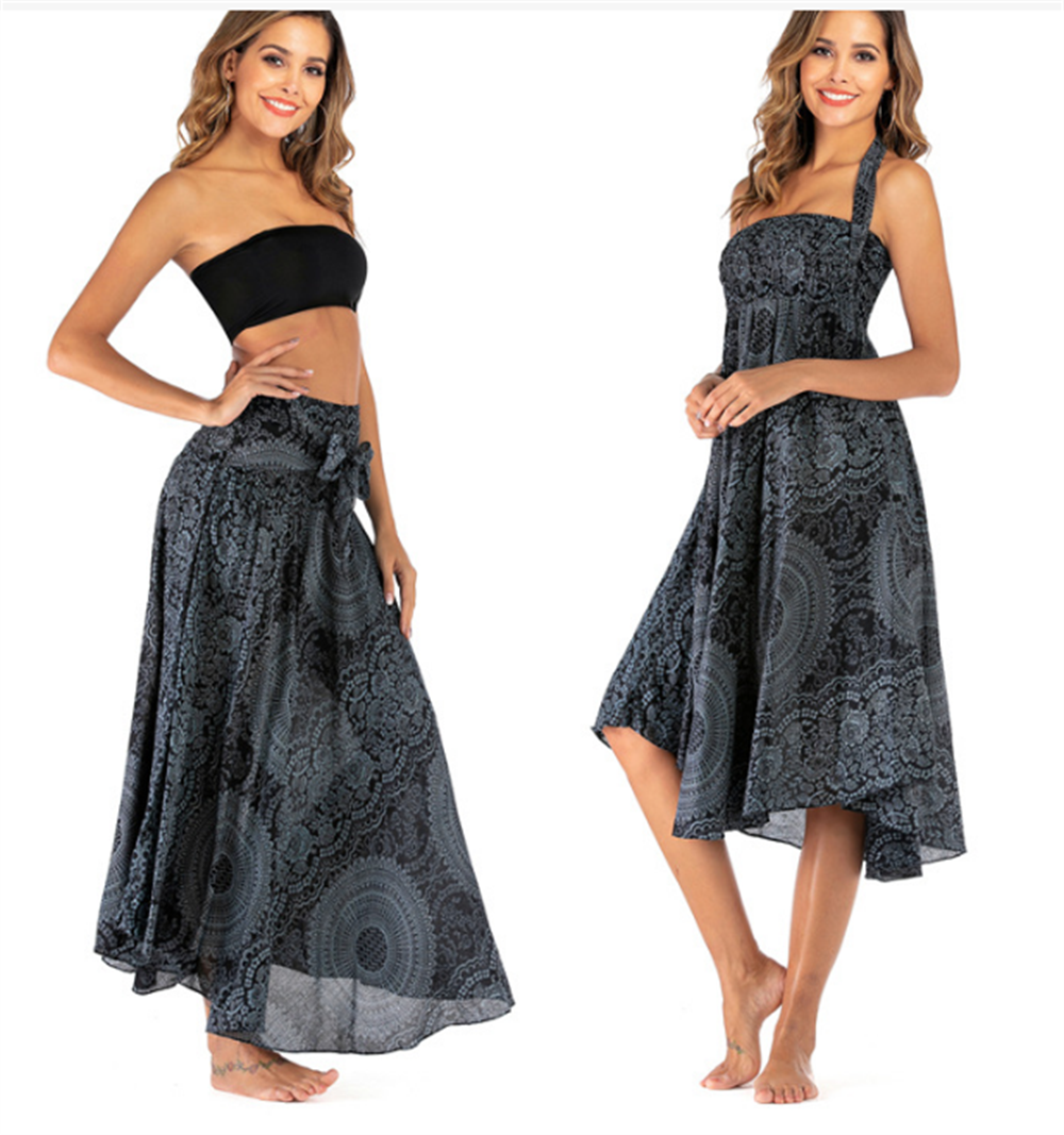 Boho robe et jupe pour femmes Yoga décontracté été Maxi longue courte impression pour plage bohême Muti robe fonctionnelle
