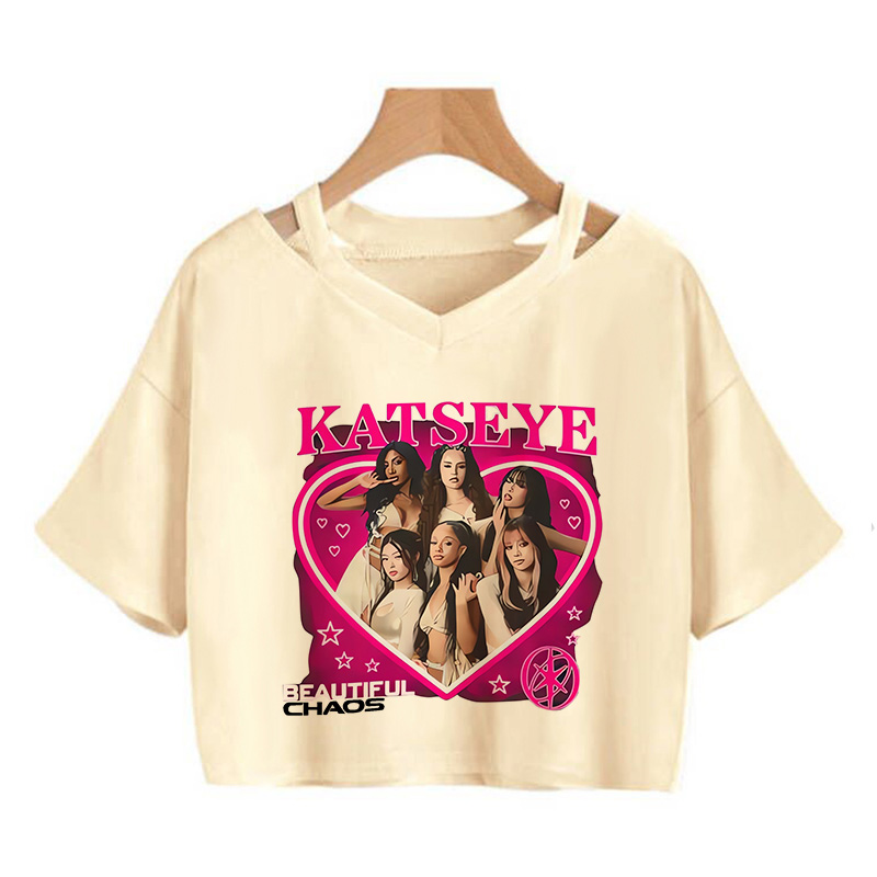 Femmes Style coréen culture hauts chaud gothique Y2k T-shirt graphique Vintage T-shirt femmes Katseye imprimer Sexy recadrée T-shirt vêtements