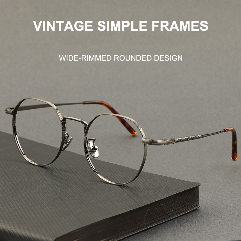 Monture de lunettes en métal Vintage faite à la main japonaise pour hommes lunettes rondes ultralégères femmes lunettes de conception de marque classique K01T