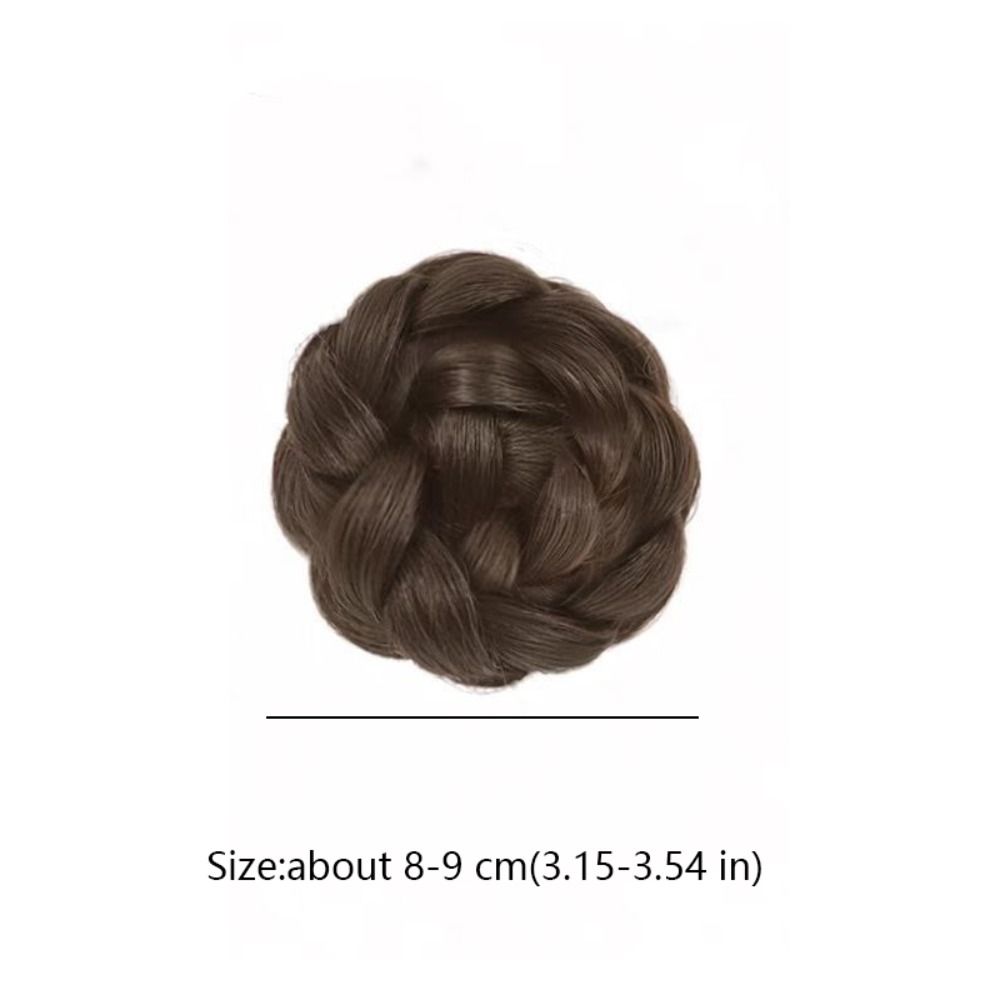 Élégant chignon synthétique à pince, postiche naturel et volumineux, marron noir, pour femme