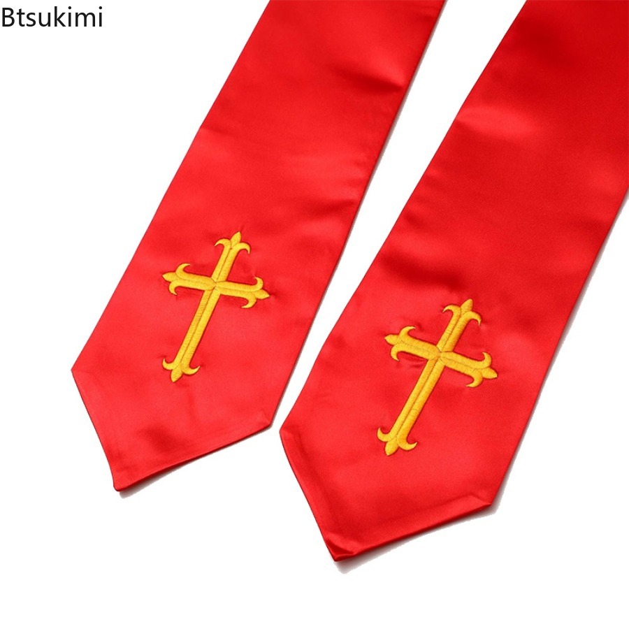 Étole de clergé double face pour adulte, haut de gamme, brodée d'une croix, pour mariage, église, chorale, ou occasions sacramentelles