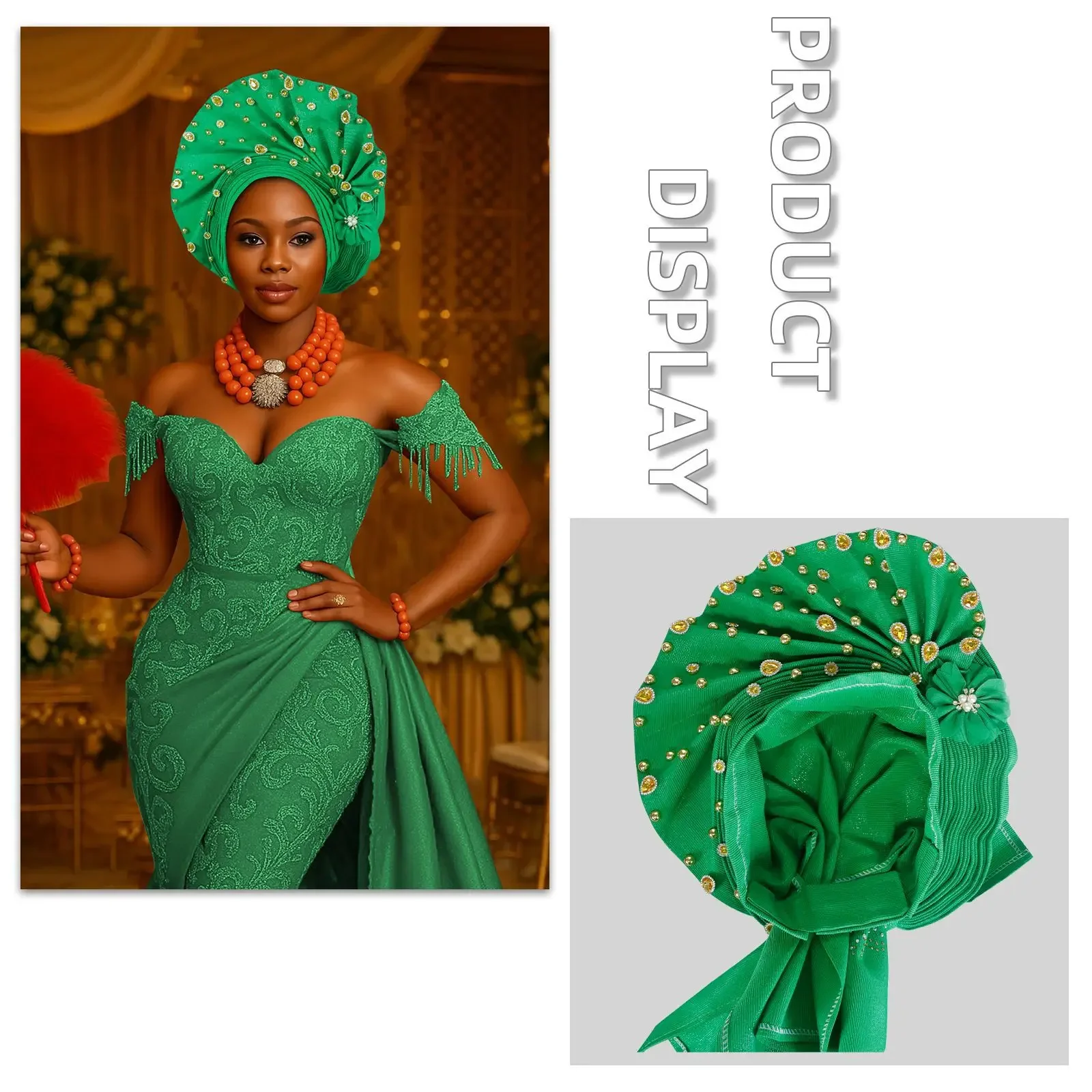 Foulard africain de luxe pour fête de mariage, couvre-chef Auto Gele, casquette Turban déjà faite pour femmes, Bonnet nigérian, Hijab, chapeau enveloppant la tête