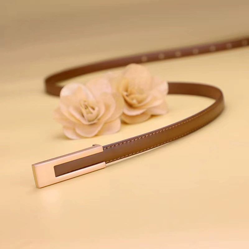 Ceinture fine en cuir véritable pour femme, peau de vache, métal doré, noir, blanc, jeans féminins, accessoires vestisens, environnement maigre, mode