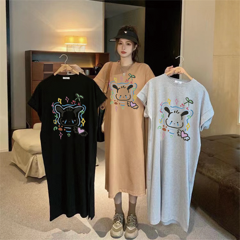 Robe T-shirt pour femmes en été, ample, décontractée, Style paresseux, jupe Super longue, jupe longue trapèze