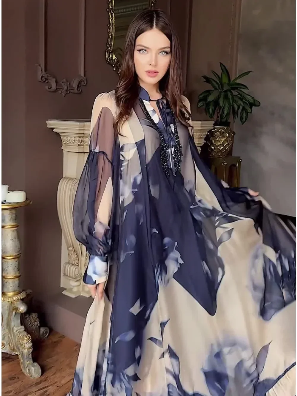 Eid femmes Robe musulmane Abaya fête Jalabiya Ramadan imprimer à lacets robes longues robes Largos arabe longue Robe maroc caftan