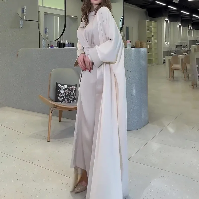 Robe Abaya pour femmes, Ramadan, Eid Abaya, Dubaï, Arabie Saoudite, Maroc, Kaftan, Robe de soirée longue, Abayas ouvertes, Robe éducative, Ensemble de 2 pièces