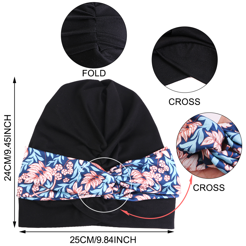 Foulard Turban musulman imprimé croix et chapeau indien foulard ethnique femmes islamique intérieur Hijab chapeaux arabe enveloppement foulard