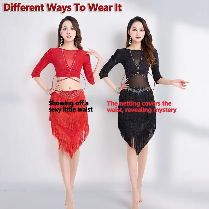 Nouveau Costume de danse du ventre haut + jupe ensemble printemps été Sexy diamant chaud gland danse orientale Performance robe habillage quotidien