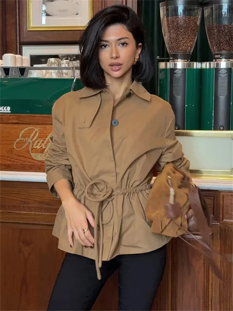 Vestes amples à lacets pour femmes, manteau à revers, manches longues, Patchwork, Streetwear pour les déplacements, vestes Vintage, vêtements d'extérieur
