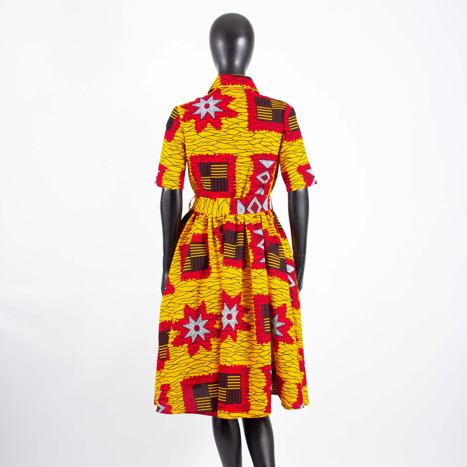 Robes africaines pour femmes, manches courtes, col en v, taille haute, tissu Ankara imprimé, robe formelle en pur coton, Bazin Riche, S 2025072