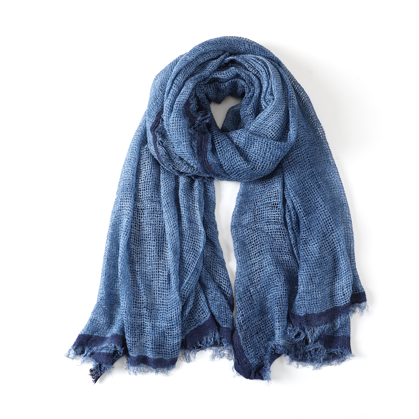 Écharpe en coton et lin rayée tendance pour hommes et femmes, respirante, chaude, pour les voyages en extérieur, avec franges courtes, châle, écharpe enveloppante