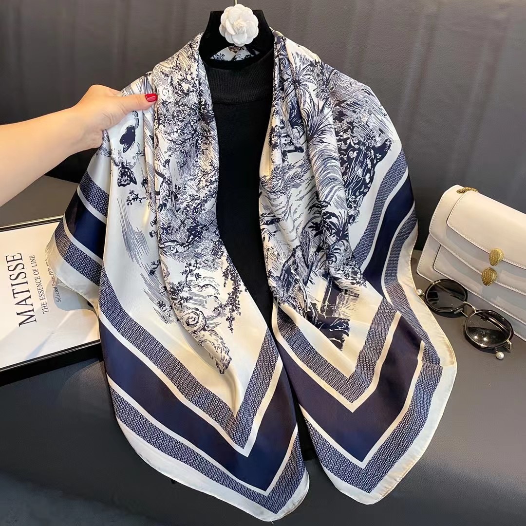 Écharpe de printemps pour femmes, Design de luxe, matériau en Polyester, écharpe lisse, châle doux, plage, 110x110cm