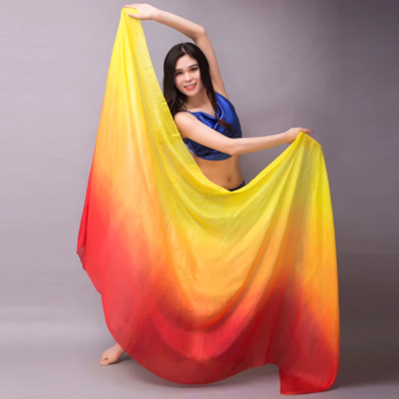 Voile de danse orientale en soie dégradé, châles en soie pour femmes, écharpes dégradées de 200 cm, 250 cm, 270 cm pour performance de danse