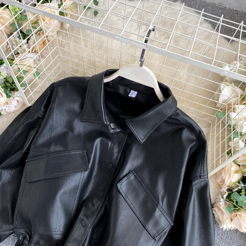 Hikigawa Chic mode femmes Style coréen décontracté tout Match manteaux Vintage grandes poches mince vestes courtes solide vêtements d'extérieur haut Mujer