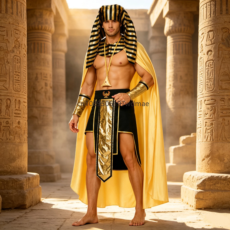 Costume de pharaon égyptien pour homme, tenue de fête costumée, ensemble de cosplay de roi de l'Egypte ancienne, costumes de scène pour adultes