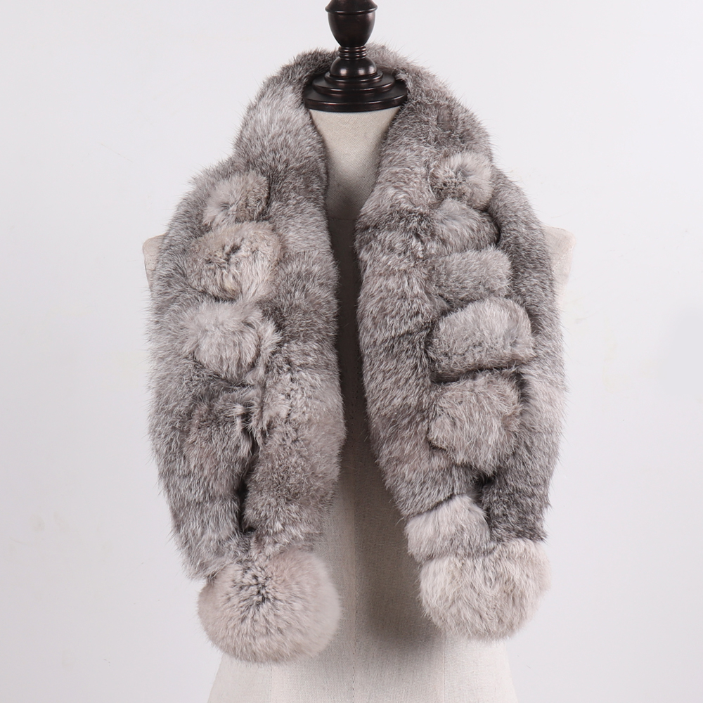 Nouvelle marque dame 100% naturel lapin fourrure écharpe femmes hiver épais chaud réel fourrure foulard russie femme en plein air fourrure foulards