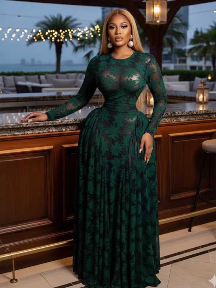 Robe longue femme à manches longues, taille haute, amincissante, avec fines bretelles style lingerie, sexy, élégante, pour soirée