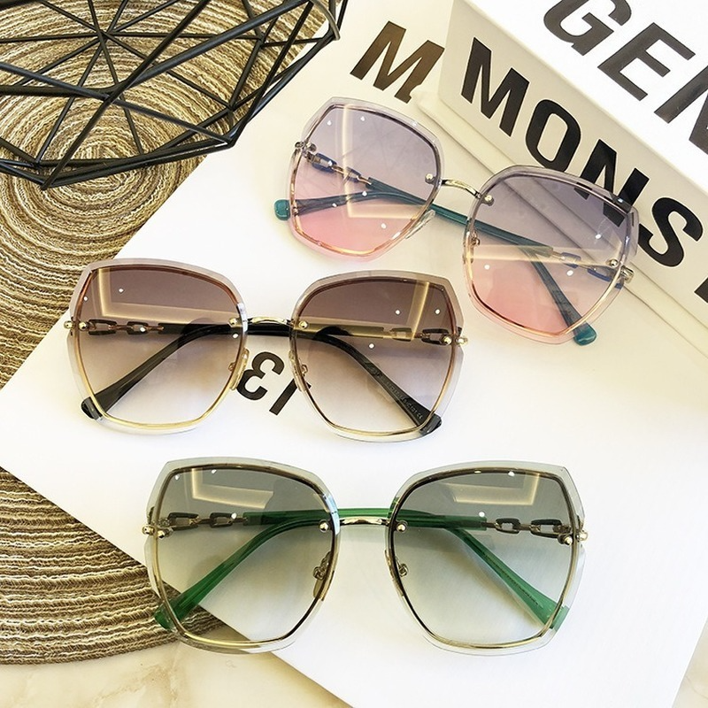 Lunettes De soleil carrées sans bords pour femmes, lunettes De soleil De styliste De marque, nuances Vintage, roses, Gafas De Sol