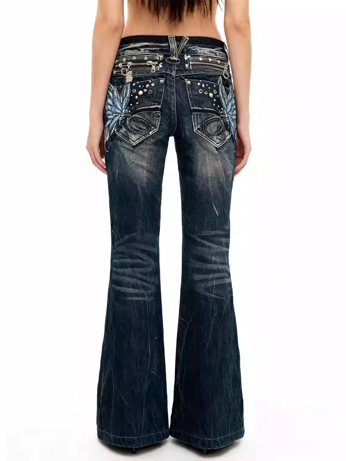Jeans taille basse pour femmes, broderie punk, pantalon en denim de créateur, style japonais Abi Y2k Gyaru, jeans rétro américain, jean de haute qualité