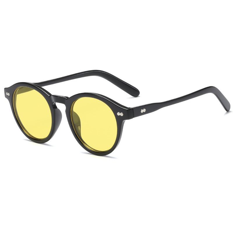 Lunettes de soleil rondes de luxe 2026 pour femmes et hommes, monture classique vintage rétro à rivets, pour l'extérieur et le style urbain