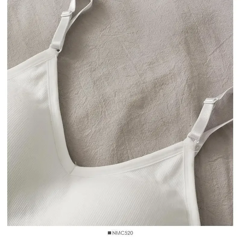 Débardeur Sexy pour femmes, soutien-gorge intégré, couleur unie, haut court, épaules dénudées, Camisole sans manches, nouvelle collection 2024