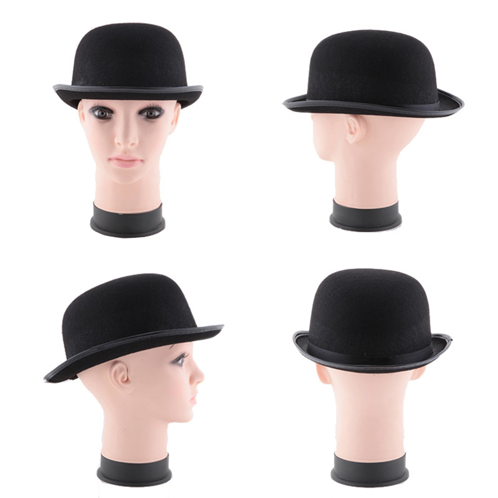 Chapeau Bombin Unisexe Noir, Chapeau de Magicien, Chapeau de Scène pour Spectacles, Théâtre, Fêtes et Cosplay
