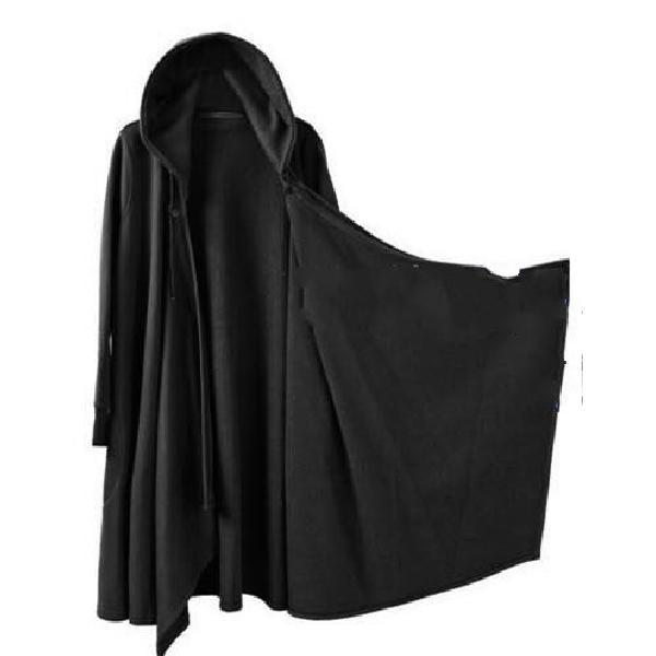 FlaNS-Cardigan à Capuche Noir pour Homme, Style Punk, Hip Hop, Long, Gothique, Cape PVD, Everak, Mode Coréenne