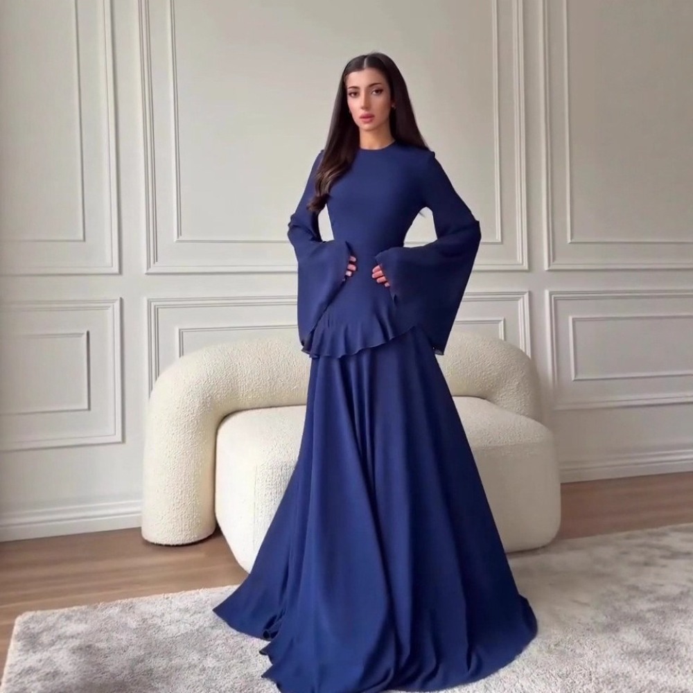 Robe Maxi de soirée pour femmes, coupe cintrée, col rond, manches longues, taille serrée, élégante, automne 2024