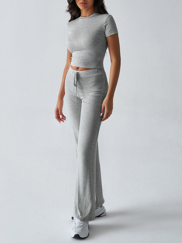 Ensemble de salon décontracté pour femmes – Haut et pantalon à manches courtes deux pièces, tenue de yoga pour la maison